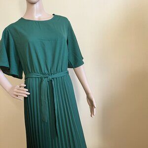 Forest Green Pleated Dress